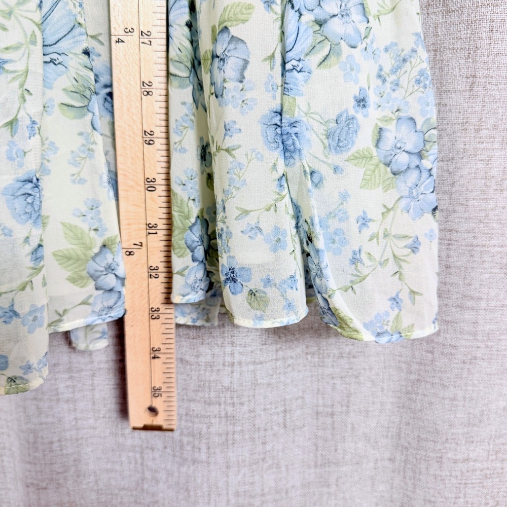 Storia Cottagecore Floral Tiered Mini Dress S Babydoll Sheer Fairy Boho Coquette - Picture 8 of 9